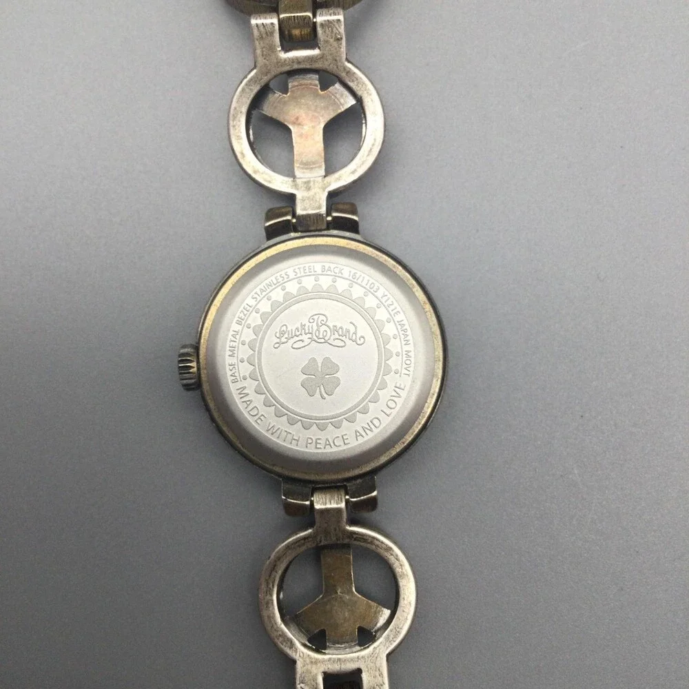 Lucky Brand Womens Watch 28mm Peace Sign Dial Two Tone New Battery 6.5